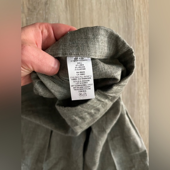 Theory Women’s Organic Linen Basic Pull-On Pants Melange Eco Sharkskin - Size 8 - Picture 5 of 7